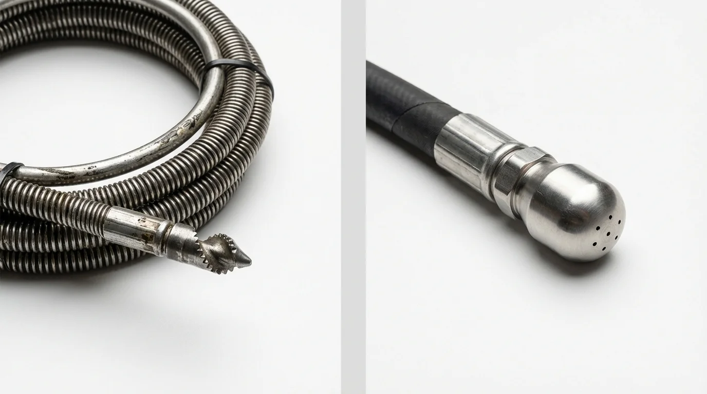 Drain snake cable and hydro jetting nozzle used for drain cleaning in Medical Lake, WA