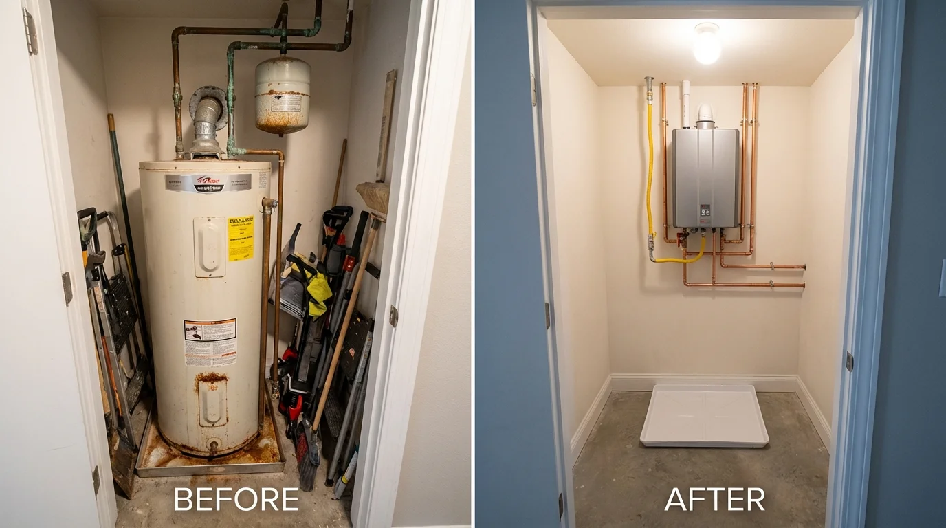 Tank water heater versus wall-mounted tankless unit comparison for Medical Lake, WA homeowners